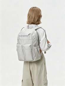 Skechers 男女通用戶外輕量後背包，2026夏季新款多口袋學生通勤後背包 L225U146-00MV - 月亮灰 - 查看 6