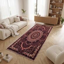 Washable Modern Minimalist Patterned Area Rug – Scandinavian Geometric Design, Contemporary Washable Carpet For Living Room, Bedroom & Home Decor - Rust Brown - View 2
