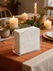 Clear Acrylic Napkin Holder, Crystal Clear Napkin Holder, Transparent Tissue Box Dispenser, Desktop Standalone Tissue Box Dispenser, Suitable For Dinner, Kitchen, Restaurant, Home Decor, Bar Accessories, Tissue Box, Desktop Storage Box, Organizer, Kitchen Storage And Organization - Transparent - View 13