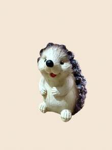 1pc Smiling Hedgehog Statue, Cute Hand-Painted Standing Animal Sculpture, Creative Mini Fairy Garden Decor, Suitable For Home Office Desk Bookshelf Decoration, Rustic Farmhouse Style Decorative Gift - A - View 9