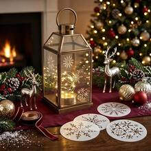 9pcs/18pcs Reusable Plastic Snowflake Stencils, Suitable For Christmas Crafts - 4*4 Inch Stencils, 9 Snowflake Patterns, For Handmade Holiday Decorations, Embroidery, Wall And Painting - Sets - View 8