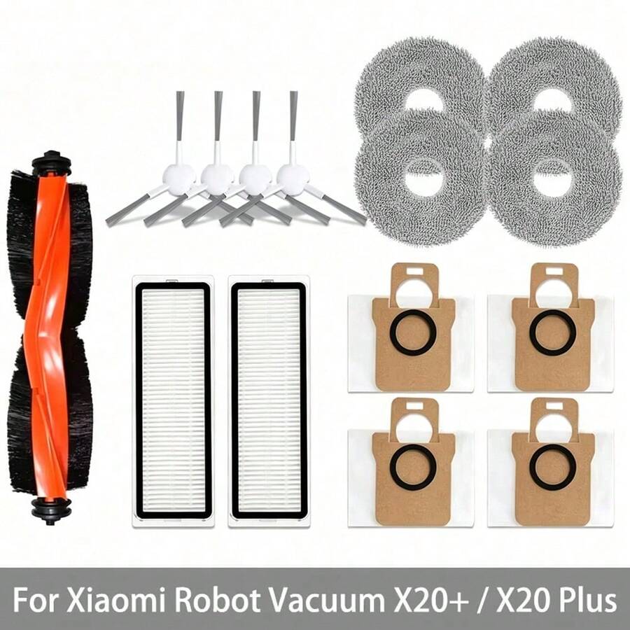 Phụ kiện thay thế tương thích với robot hút bụi X20+/X20 Plus: chổi chính, chổi cạnh, bộ lọc HEPA, giẻ lau, túi đựng bụi - 15 cái - Xem 1