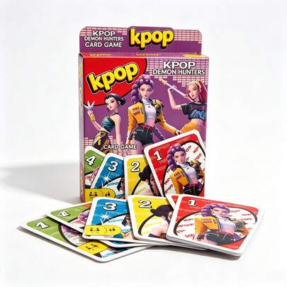KPop Demon Hunters Juego de mesa con temática K-Pop, con tarjetas de personajes Rumi, Mira, Zoey, juego de mesa K-Pop Party, adecuado para ocio en interiores, reuniones con amigos, colección personal, clubes de interés, artesanía exquisita, suministros divertidos para fiestas y regalos únicos, perfecto para celebraciones festivas