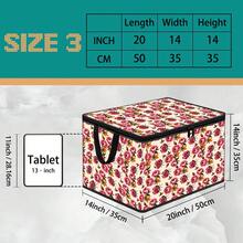 1pc 2DFat Thickened Foldable Zipper Storage Box, Beige Bottom Red Rose Floral Full Print Design, Can Store Clothes, Bedding, Nail Tools, Holiday Items, Fits Under Bed, Suitable For Book Organization, Car Trunk Storage, Cosmetics, Hair Styling Tools, Office, Home Organization, Blankets, Daily Small Items Large Capacity Storage, Wardrobe Placement And Moving Packing, Zipper Closure Secure, Reinforced Handle Durable - Multi-color - View 13