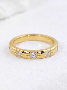1pc Moissanite Ring Minimalist Starburst Design, Suitable For Women's Daily Wear And Gifting - Starlight Moissanite Ring - View 2