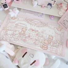 Y2k Sweet Cute Bear Rabbit PU Leather Desk Mat, Pink Lace Cake Print Large Mouse Pad, Waterproof Non-Slip Table Protector, Kawaii Aesthetic Keyboard Pad For Girls Desk Decor - View 12