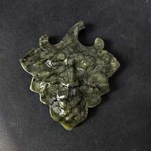 1pc Hand Carved Natural Green Man Crystal Foliate Head Sculpture Leaf Face Figurine Collectible Home Decor Display - Multicolor - View 10