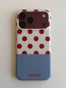 Double Layer Matte Polka Dot & Striped Phone Case Compatible With IPhone 18 Pro Max, 17 Pro Max, 16 Pro, 15 Pro, Autumn/Winter Niche Style Anti-Drop Protective Cover - Red Polka Dot - View 3