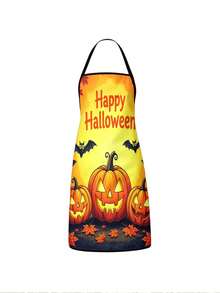 1pc/2pcs/4pcs Happy Halloween Print Kitchen Apron, Pumpkin Ghost Witch Haunted House Pattern Cooking Baking Apron, Halloween Party Costume Decor Apron, Holiday Gift - Multicolor - View 7