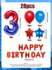 Spider Themed Balloon Set, Includes Web Pattern Number Balloon, Happy Birthday Letter Balloons & Star Balloons, For Kids Birthday Decor, Cosplay Party And Birthday Party Supplies - View 15