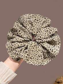 1/2pcs Oversized Leopard Print Hair Scrunchies, Elastic Rubber Hair Clips, Cute Hair Accessories For Bun And Ponytail - Multicolor - View 10