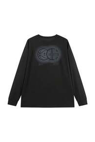 veidoorn New Autumn Long-Sleeve Patterned T-Shirt Top, Simple And Stylish, Unisex, For Training, Running, Ball Sports And Daily Wear - Black - View 7