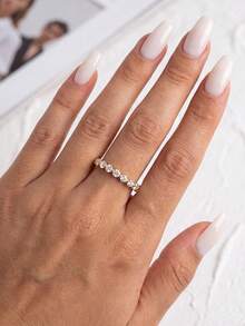 1pc Moissanite Ring Classic Style 2mm Round Brilliant Cut Milgrain Band Suitable For Women's Daily Wear And Wedding - Round Diamond Beaded Moissanite Ring - View 9