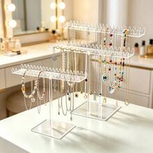 Jewelry Display Stand For Bracelets, Necklaces, And Hairbands, Featuring A Creative Hanging Rack For Showcasing High-End Additions. This Multi-Position Storage Rack Is Perfect For Bedroom Decor And Makes A Stylish Gift For Young Women - Clear - View 1