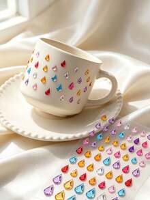 1Set, Aesthetic Stickers, Teardrop Rhinestone Decorative Stickers, Glossy Gem Surface, Self Adhesive, Transparent Base, For Device Surface Decor, For Accessory Embellishment, Ins Style Ornament Stickers - Multi-color Teardrop Stickers - View 3