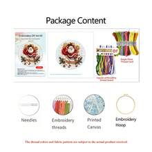 4pcs Nordic Style Christmas Theme DIY Embroidery Kit, Santa Claus, Nutcracker, Reindeer, Christmas Village With Embroidery Hoop, Handmade Kit For Beginners, Holiday Home Decor Embroidery - Multicolor - View 17