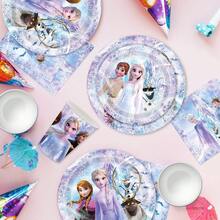 Disney Ice & Snow Theme Party Tableware Set, Disposable Paper Plates, Cups, Napkins, Winter Ice & Snow Party Decorations, Suitable For Celebrations And Gatherings - Multicolor - View 3