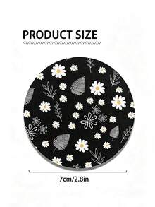 2pcs Daisy Leaf Pattern Absorbent Car Cup Coasters - Women's Car Interior Accessories, Suitable For Car And Home Desktop Cup Coasters - Black and White - View 7
