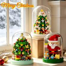 Santa Claus Building Block Toy Set With Acrylic High-Transparency Dust Cover, ABS Material. Building Block Decoration, Atmospheric Holiday Ornament. DIY Christmas Stocking Filler, Party Favor. - Multicolor - View 2