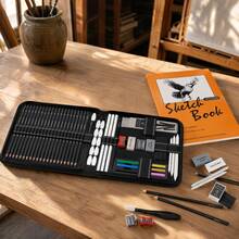 64 Art Supplies With Colored Charcoal Pencils,Graphite,Charcoal,Blending Tools,Accessories,Drawing Kit For Adults Artists - 64-piece Sketching Set - View 3