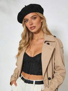 1pc Women's Solid Color Wool Warm Beret Hat, French Style Classic Solid Color Beretless Beret, Suitable For Casual And Party Wear,Holiday,Festival - Multicolor - View 3