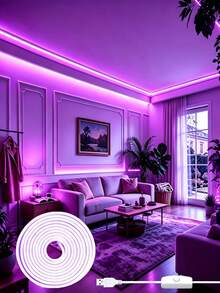 Purple LED Neon Light Strip, One-Touch Switch, IP67 Waterproof, Flexible And Cuttable, Flicker-Free Neon Light String, Suitable For Game Room, Bar, Patio, Christmas Holiday Party And Other Indoor/Outdoor DIY Wall Decoration - Neon LED Strip - View 1