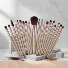 Professional Dual-Ended Makeup Brush Set - Featuring Angled And Tapered Designs For Foundation, Contour, Blush, Powder, Eyeshadow, Concealer, Highlighter, And Blending Brushes. Soft Fiber Bristles, Perfect Gift For Women And Girls - Coffee Brown - View 11
