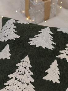 1 chiếc vỏ gối thêu cây thông Noel màu xanh, phù hợp trang trí trong nhà, trang trí Giáng Sinh, dùng cho mọi mùa, không kèm ruột gối - màu xanh lá - Xem 6