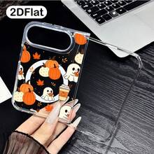 1pc Cute Halloween Ghost Pumpkin Coffee Maple Leaf Print Transparent Phone Case, Autumn Aesthetic Shockproof Soft Transparent Protective Shell Compatible With Apple Duo 18 18Pro 18ProMax 17 17Pro 17ProMax 17 16 15 14 Protective Case Air Compatible With Samsung Series - Multicolor - View 6