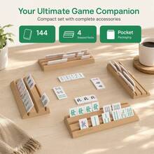 Portable Mahjong Rack Set 4 Tile Holders Storage Bags Tile Organizer Home - Black - View 7