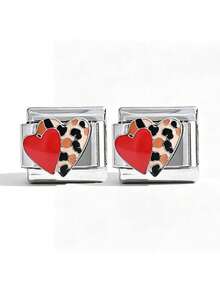 1Or2 Pcs Leopard Print Enamel Italian Charm Links,9mm Stainless Steel Modular Bracelet Charms,Multi Pattern DIY Jewelry Beads For Women Bracelet Gift - Multicolor - View 8