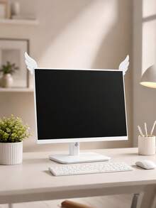 1pc Cute Wing Shaped Monitor Decor Clip, Kawaii Aesthetic Desktop Ornament, Lovely Room Decor Accessory For Computer Monitor Corner Decoration - View 2