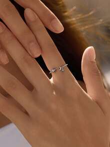 MODIAN 925 Sterling Silver Sun Moon Open Adjustable Ring Vintage Oxidized Zirconia Star Charm Rings For Women Stackable Jewelry - Silver - View 2