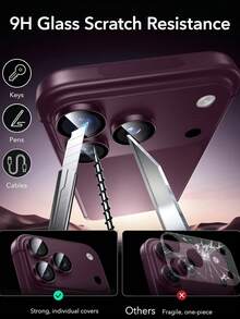 Yezodawee 9片深櫻桃紅 Eye 系列手機鏡頭保護膜，防刮全覆蓋鏡頭玻璃，相容於 Phone Duo/Phone 18 Pro Max/Phone 18 Pro/Phone 17/17 Air/17 Pro Max/16 Pro Max/16 Pro/16 Plus/15/14/13/12/11/Mini - 酒紅色 - 查看 4