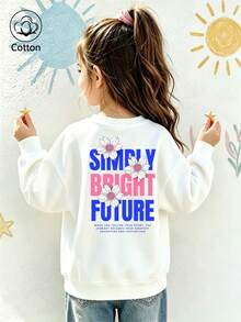 Simply Bright Future Daisy Inspirational Print Crew Neck Sweatshirt - White - View 10