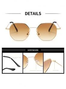 Verywork1 Geometric Pattern Personalized Brand Design Women's Sunglasses, Comes With Storage Case And Cleaning Cloth, Suitable For Beach Vacation, City Stroll, Fashion Street Photography, Best Friend Afternoon Tea, Travel Check-In. - Multicolor - View 7