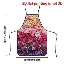 1pc Gradient Colorful Rose Floral Print Apron, Featuring Pink, Purple, Red Multi-Layered Rose Pattern, Durable Cooking Apron Suitable For Bakers, Cake Decorators, BBQ Enthusiasts, Gardeners, Painters, Nail Artists - Perfect Gift For Home And Professional Chefs - Multicolor - View 14