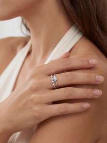 1pc Moissanite Ring Set, Delicate Small Pave Eternity Band Set, Suitable For Women Stacking And Daily Wear - Small Moissanite Ring - View 4