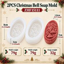 1/2PCS Christmas Bell Silicone Soap Mold Oval Embossed Bow Holly Leaves Soap Making Mold DIY Handmade Holiday Soap Craft Christmas Gift Mold - Mold - View 10