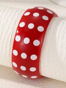 NAIZHU 1pc Red Polka Dot Heart Exaggerated Oversized Bracelet, Suitable For Women's Daily Wear, Dating And Party - Red - View 9