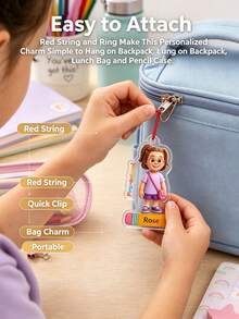 Personalized Acrylic Name Pendant - Customized Photo & Name, Cartoon Character Pattern Pendant; Suitable For Backpacks, Pencil Cases, Lunch Bags, Suitcases And Keychains - Multicolor - View 3
