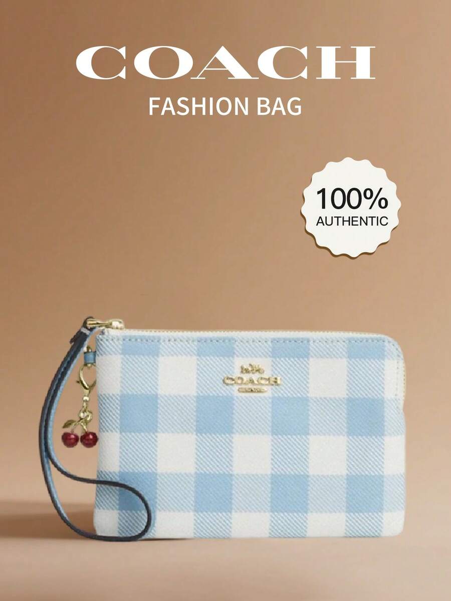 Coach Women's Corner Zipper Wristlet Bag, Clutch Wallet, Elegant Coin Purse With Wrist Strap, Suitable As A Gift For Women
