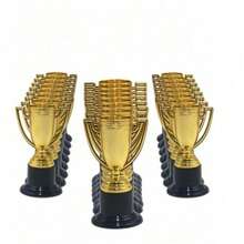 12pcs Plastic Gold Trophies, Party Prizes Props, Party Honor Gold Trophy Props, Photography Props, Sports Prizes, Game Souvenirs, Competition Prizes - A - View 7
