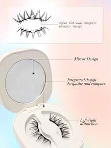 1 Pair Magnetic False Eyelashes, Suitable For Beginners, Convenient And User-Friendly, Easy To Carry, Natural And Spiky Styles Available, Reusable, Suitable For Travel And Outings - Black - View 3