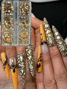 1 Buah Kotak Penyimpanan Persegi Panjang 6 Kompartemen dengan Rhinestone Datar Berwarna-warni dan Berbagai Ukuran, Cocok untuk Natal, Halloween, Musim Gugur/Musim Dingin, Tahun Baru, Hari Tahun Baru, dan Acara Liburan Lainnya - MultiWarna - View 4