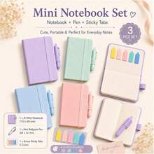 Mini A7 Notebook Portable Diary Set With Small Pocket, Leather Cover, Waterproof, Skin-Like Touch - Multicolor - View 1