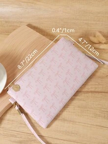 Fashionable Women's Bow Printed Crossbody Bag With Detachable Wristband For Storing Mobile Phones And Zipper Closure, Suitable For Commuting Travel - Pink - View 7