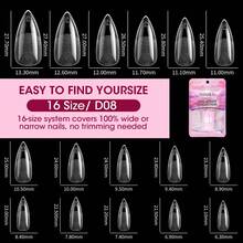 64pcs Almond, Pointed, Oval Shaped Clear Nail Tips, Full Cover Nail Extensions, Multi-Size Clear Nail Tips, Nail Art Supplies, Nail Art, Nail Tips - Clear - View 8