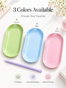 2pcs Nail Art Tool Storage Set, Oval Nail Art Storage Tray + Dual-Head Silicone Brush, Portable Lightweight Nail Artist Desktop Storage Box, Suitable For Gel Mixing, Nail Brushes, Nail Files, Tweezers, Nail Salon And Home Use - Multicolor - View 4
