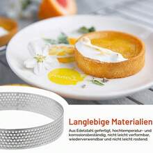 12-Piece Perforated Tartlet Rings Ø 10 Cm, Baking Rings For Mousse Tartlets And Crumpets - Silver - View 7